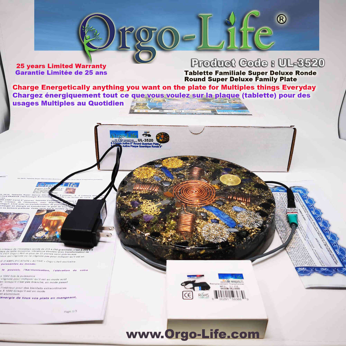 UL-3520 Orgo-Life® Quantum Technology Himalayan Crystal Energy Plate
