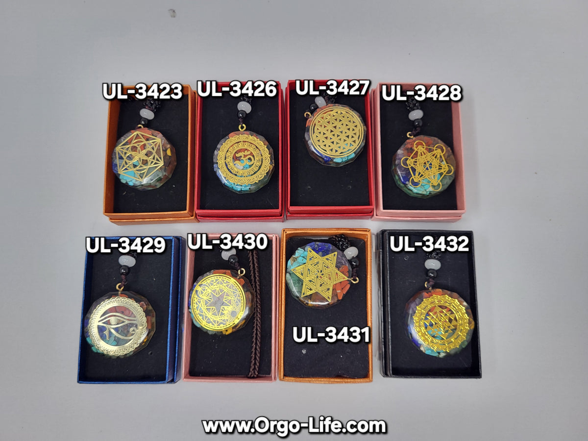 UL-3423 Orgo-Life® Pendentif Orgonite Graine de Vie & Étoile Hexagonale