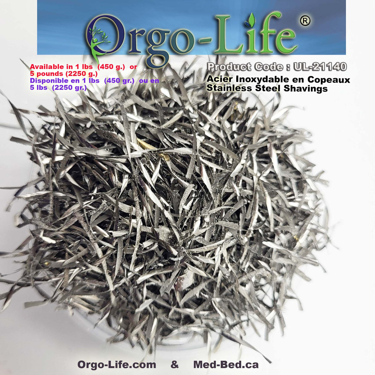 UL-21140 / UL-21145 Orgo-Life® Stainless Steel Shavings for Orgonite: Resin Art Supplies, Energy Conductor