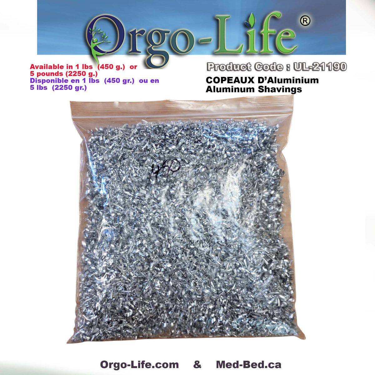 UL-21190 / UL-21195– Copeaux d’aluminium Orgo-Life®