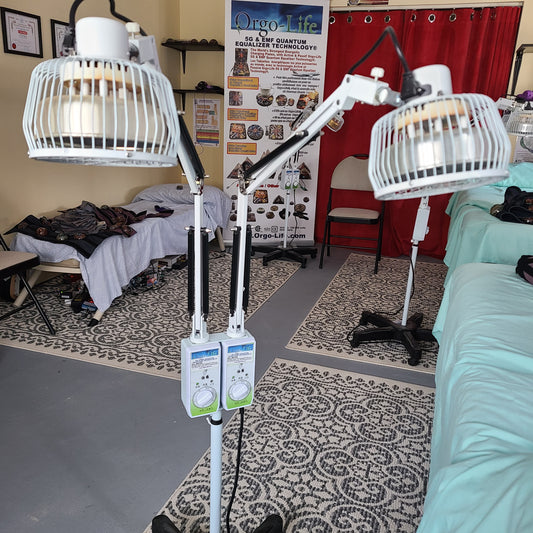 UL-8035  Lampe magnetique therapeutique far infrared, mineral LAMP TDP, 2 tetes sur pieds 500 watts au total