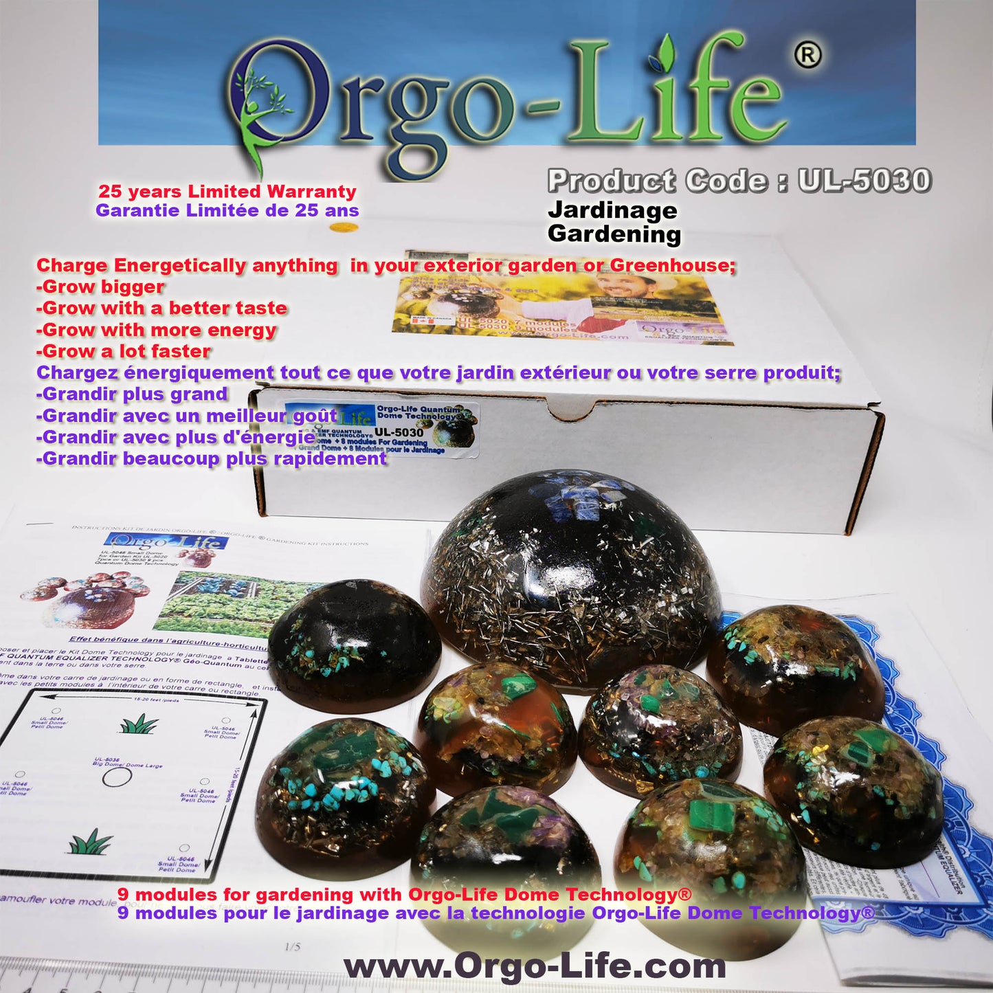 UL-5030  Kit de Jardinage Dome Technology Orgo-Life 9 Modules
