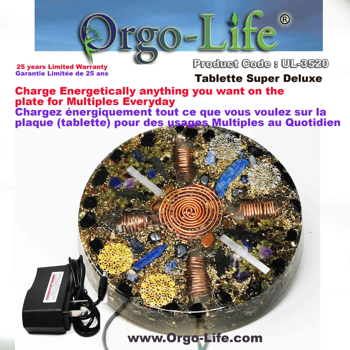 UL-3520 Orgo-Life® Quantum Technology Himalayan Crystal Energy Plate