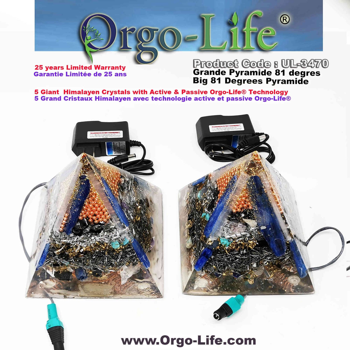 UL-3470 Himalayan Crystal Pyramid Orgo-Life® EMF Quantum Equalizer