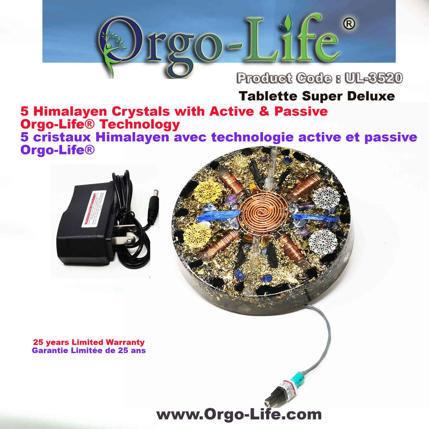 UL-3520 Orgo-Life® Quantum Technology Himalayan Crystal Energy Plate