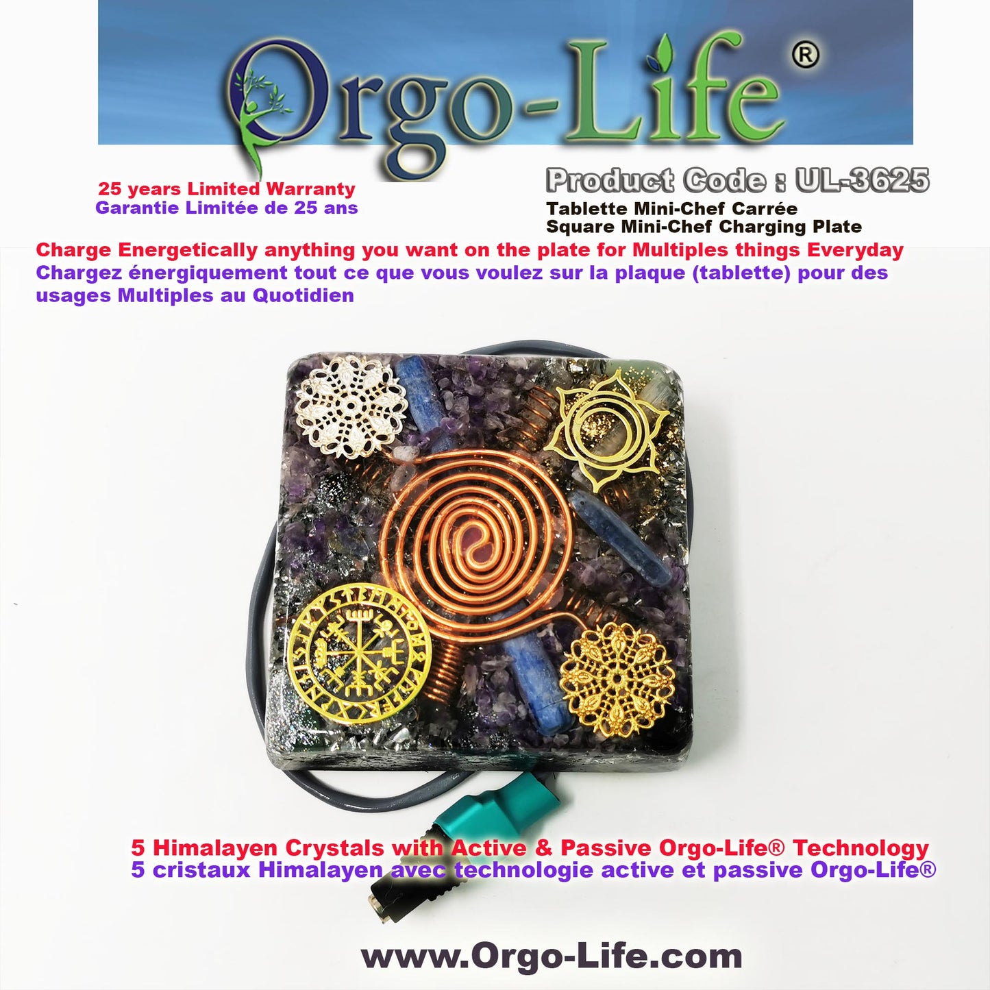 UL-3625 Orgo-Life®  – Himalayan Crystal Plate: Orgo-Life Technology, Portable Travel Size