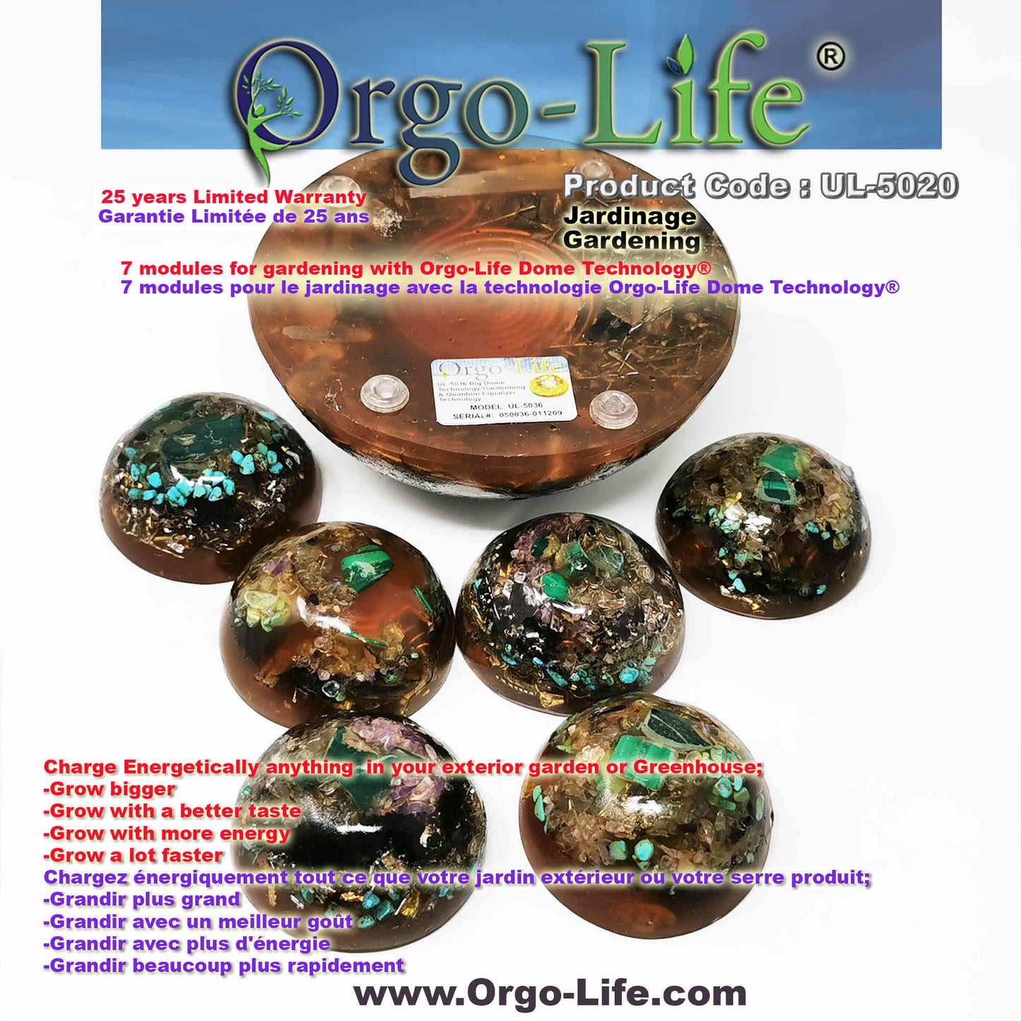 UL-5020 Orgo-Life® Soil Feeder Kit: Dome Push Technology for Gardening (7-Piece)