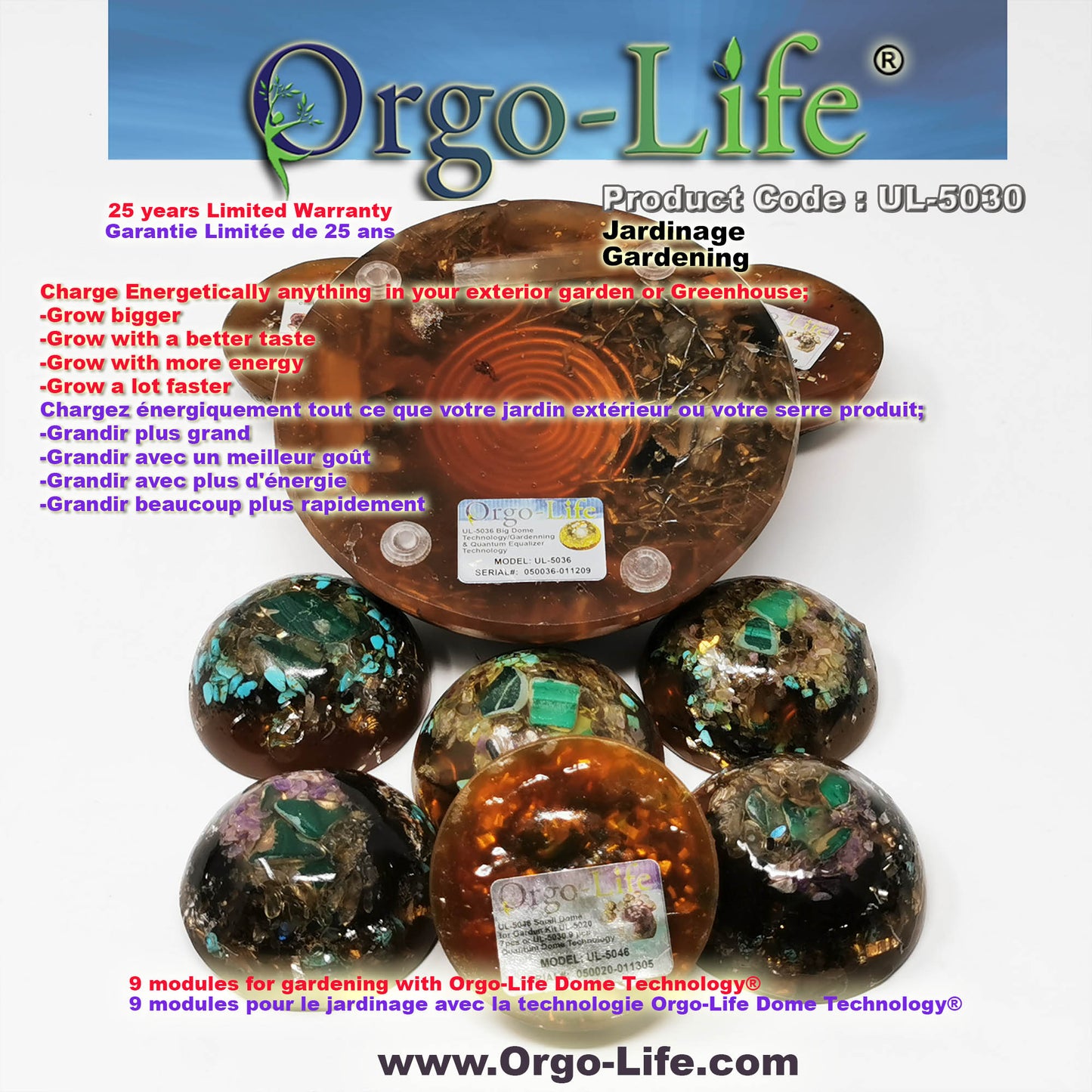 UL-5030  Kit de Jardinage Dome Technology Orgo-Life 9 Modules