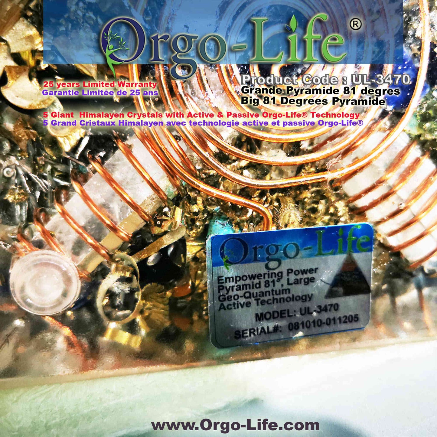UL-3470 Himalayan Crystal Pyramid Orgo-Life® EMF Quantum Equalizer