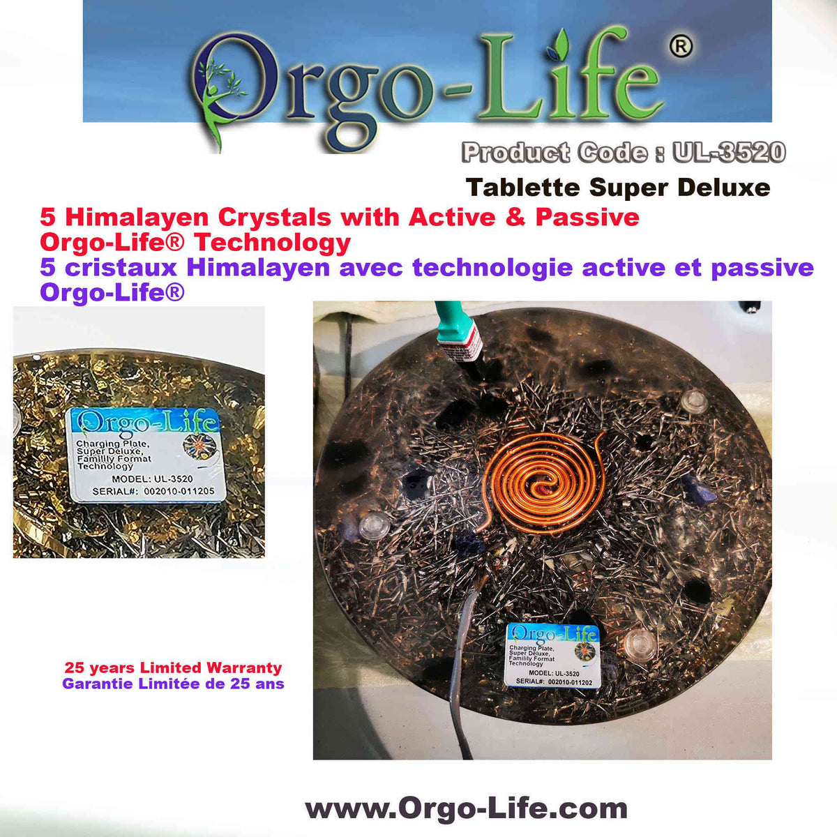 UL-3520 Orgo-Life® Quantum Technology Himalayan Crystal Energy Plate