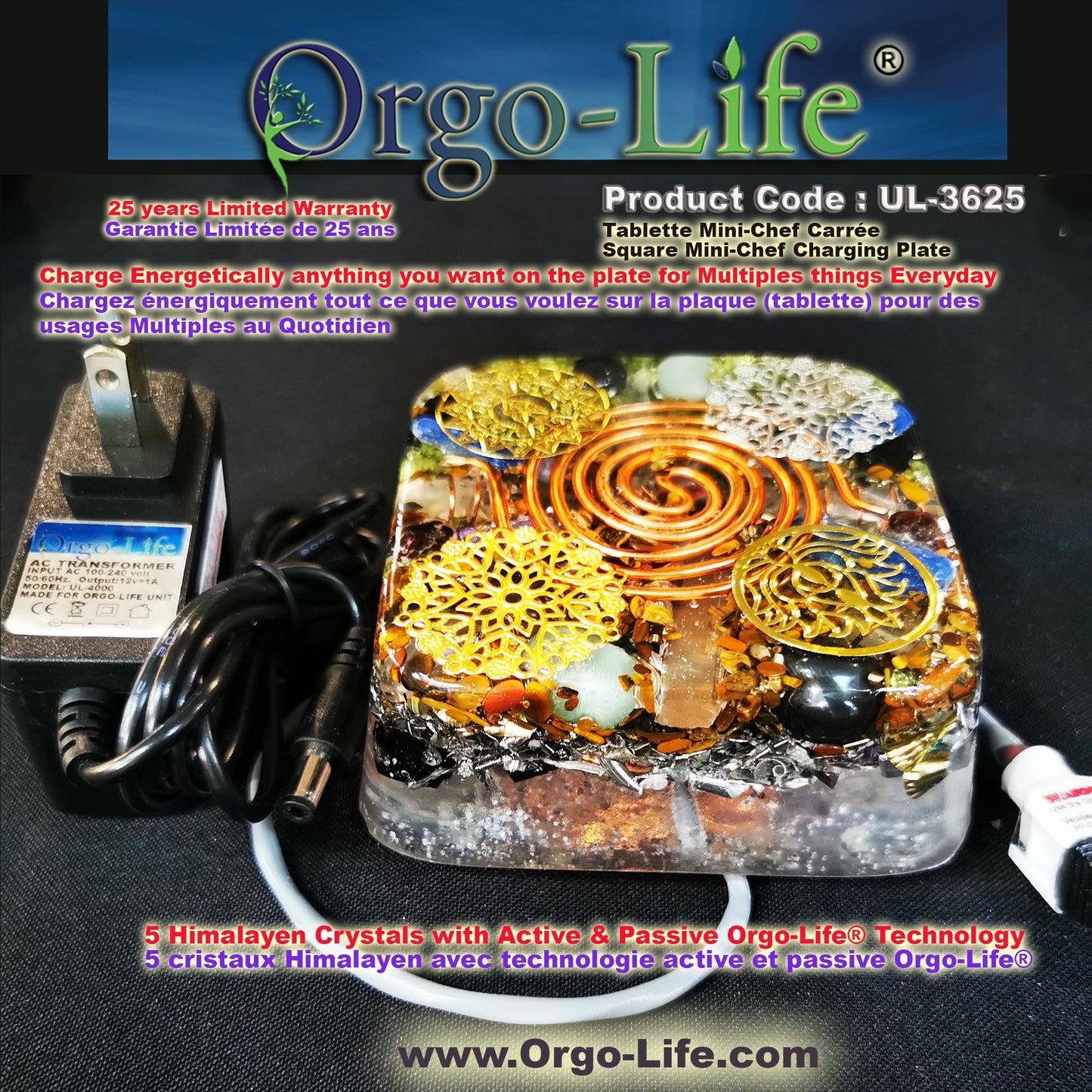 UL-3625 Orgo-Life®  – Himalayan Crystal Plate: Orgo-Life Technology, Portable Travel Size