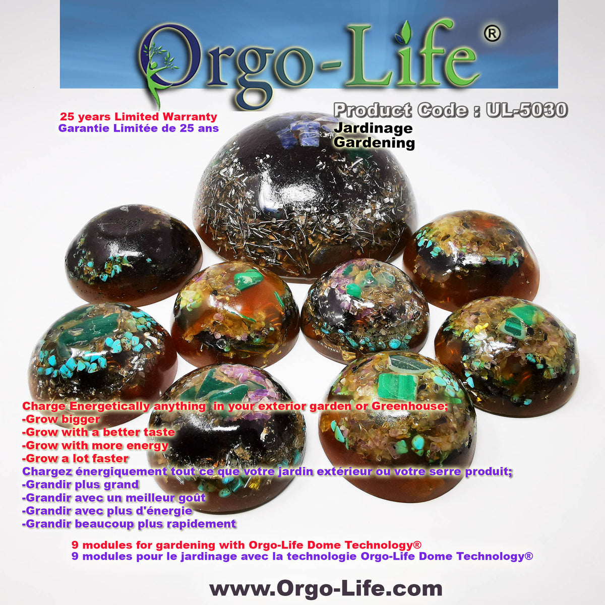 UL-5030  Kit de Jardinage Dome Technology Orgo-Life 9 Modules