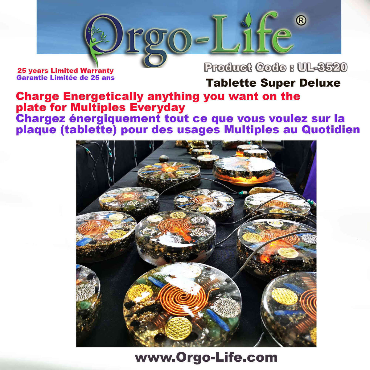UL-3520 Orgo-Life® Quantum Technology Himalayan Crystal Energy Plate