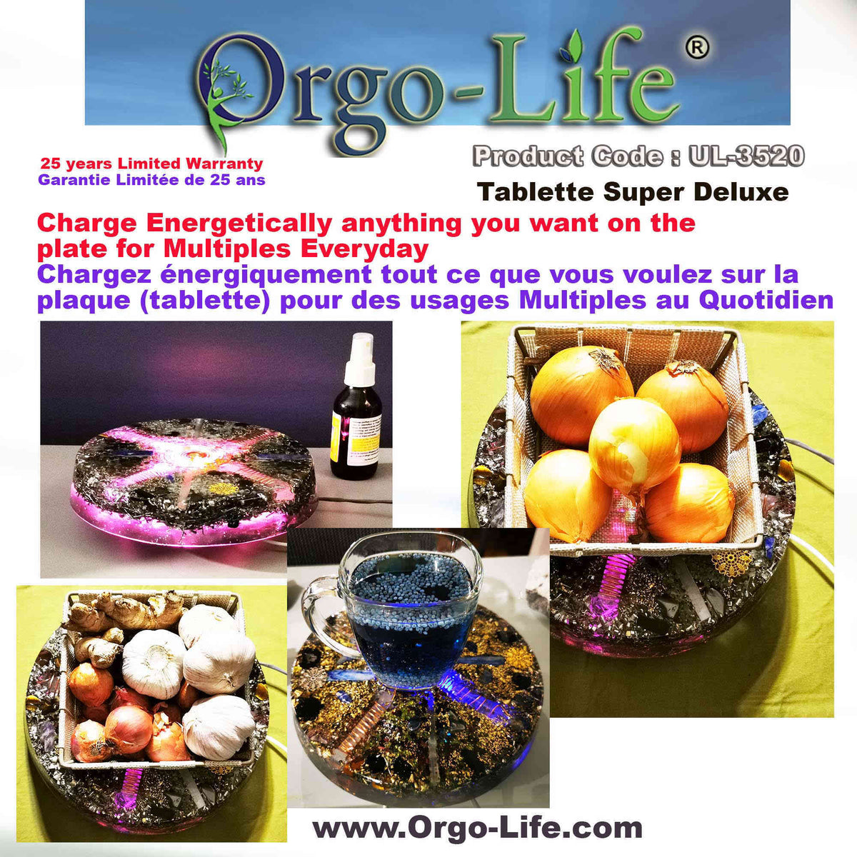UL-3520 Orgo-Life® Quantum Technology Himalayan Crystal Energy Plate