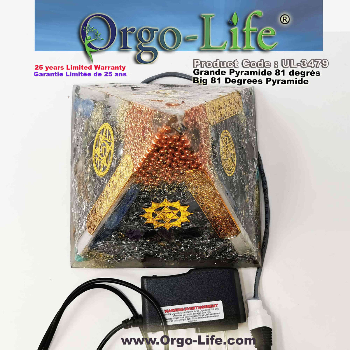 UL-3479 XXL Orgo-Life® Pyramid Himalayan Crystals – Active & Passive Technology