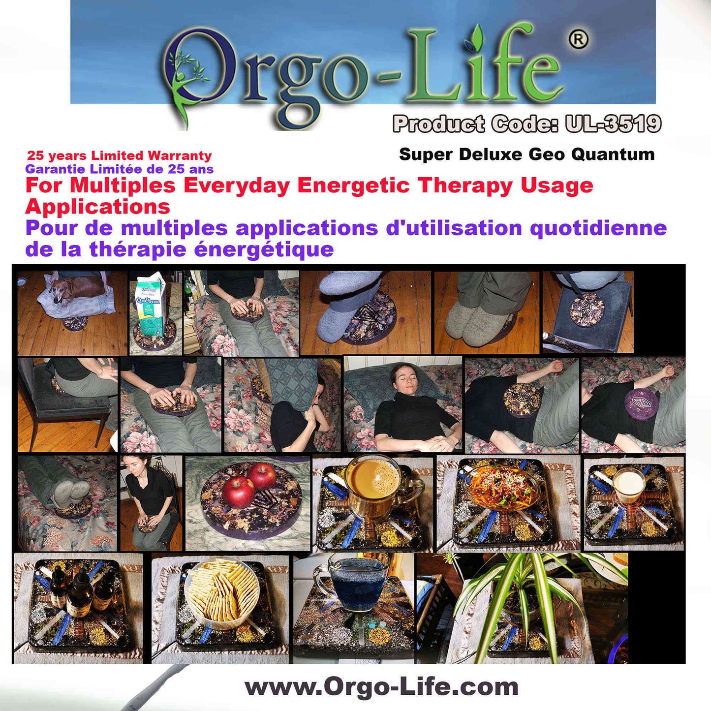 UL-3519 Plaque énergétique Geo-Quantum Orgo-Life® Cristaux Himalaya