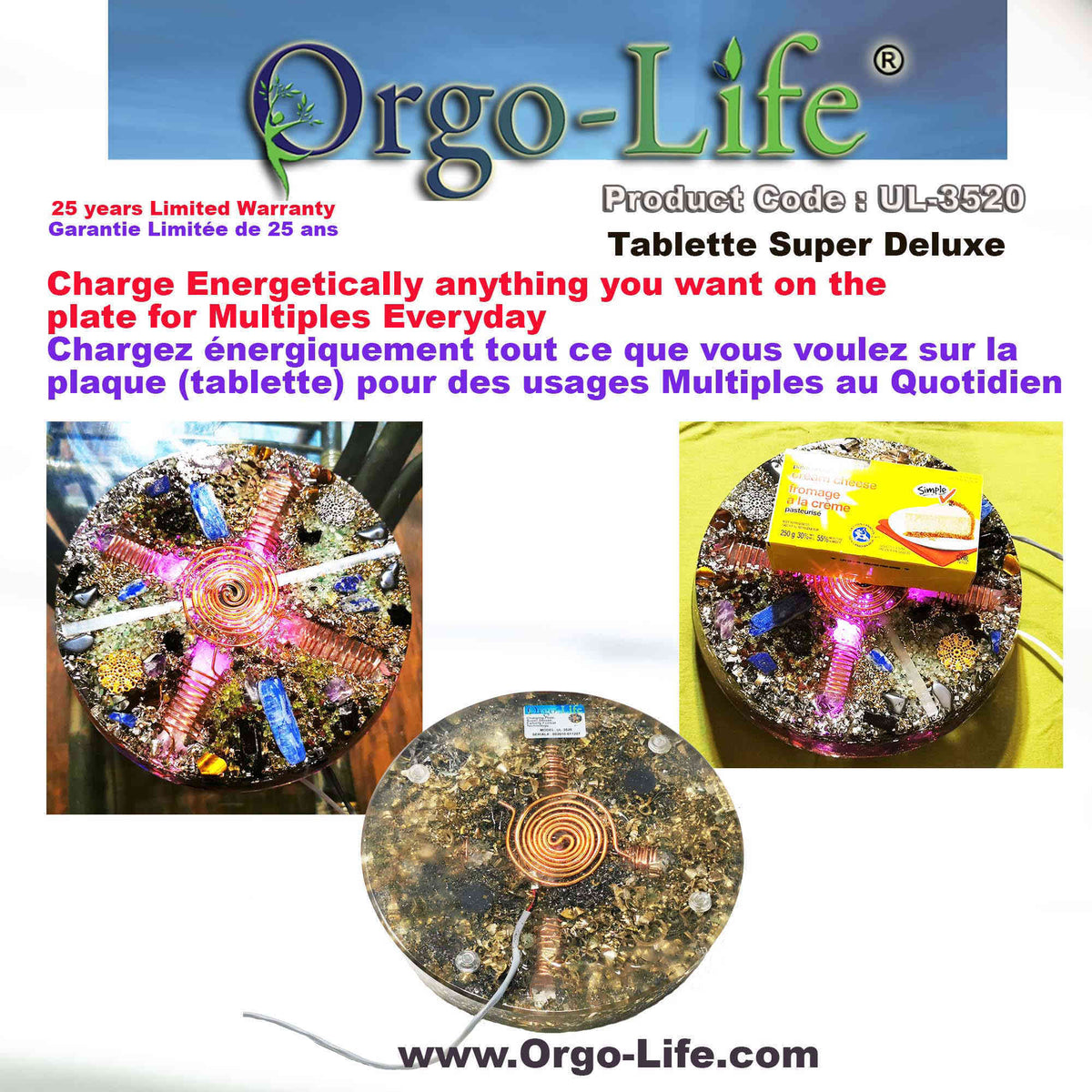 UL-3520 Orgo-Life® Quantum Technology Himalayan Crystal Energy Plate