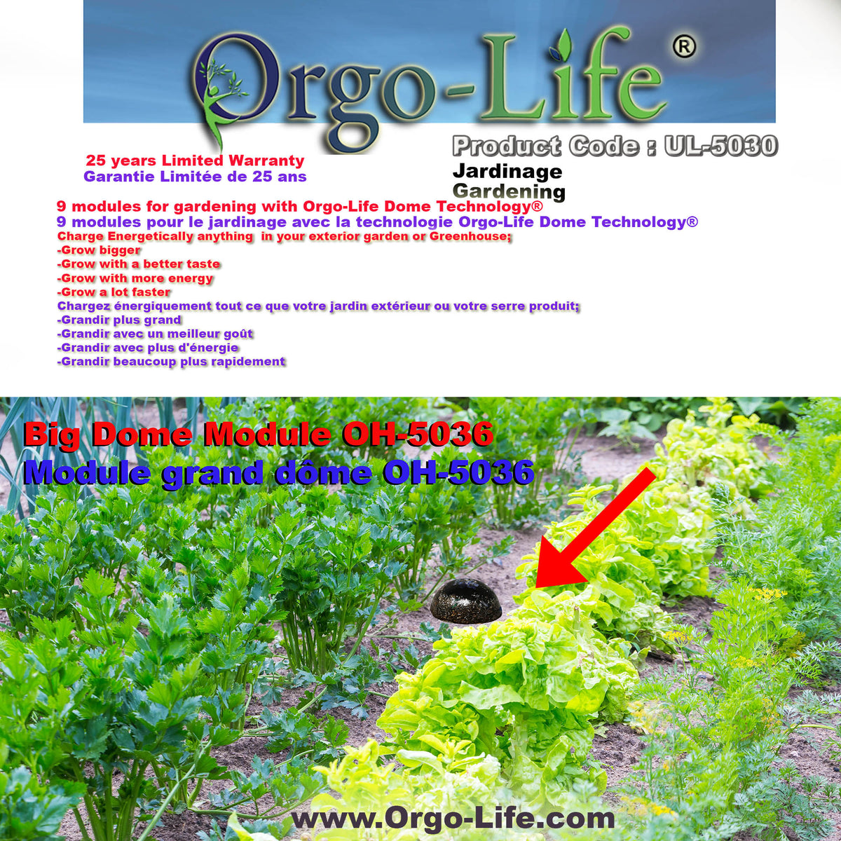 UL-5030  Kit de Jardinage Dome Technology Orgo-Life 9 Modules