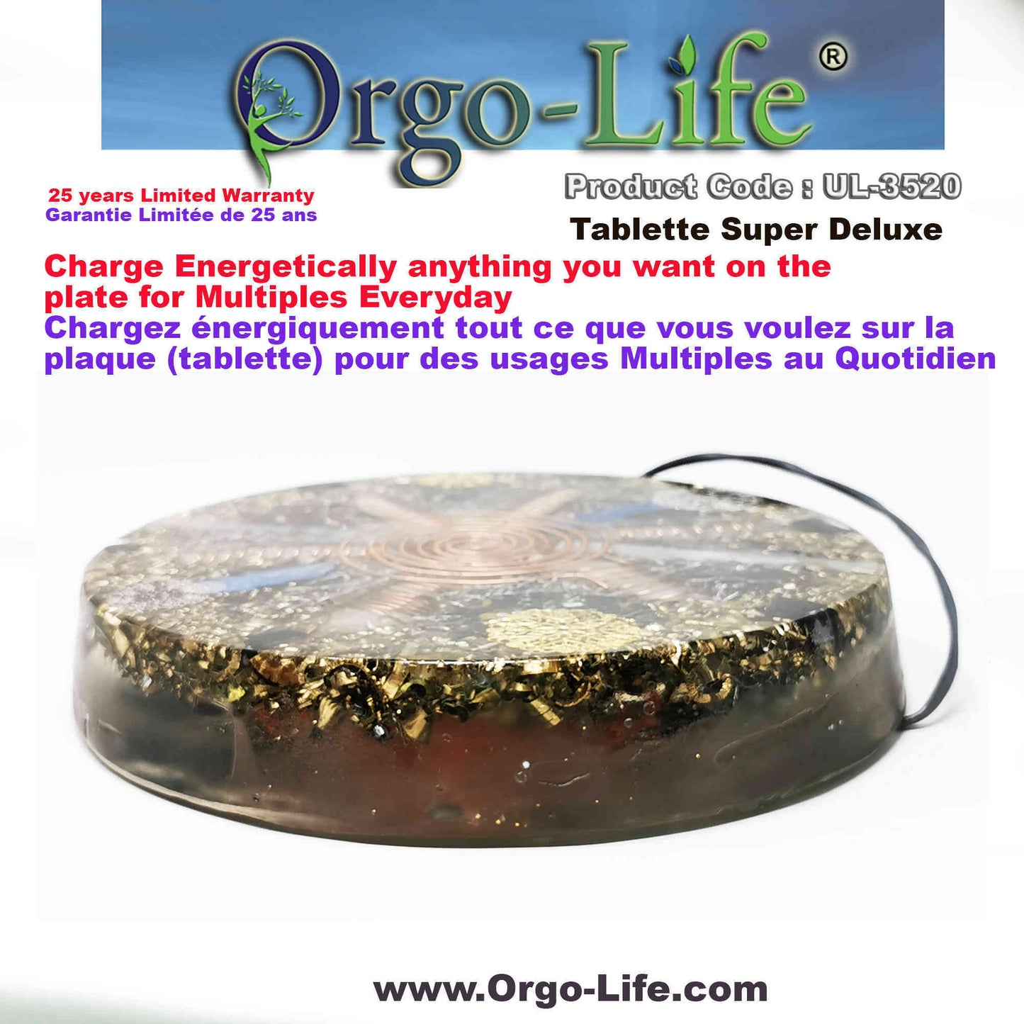 UL-3520 Orgo-Life® Quantum Technology Himalayan Crystal Energy Plate