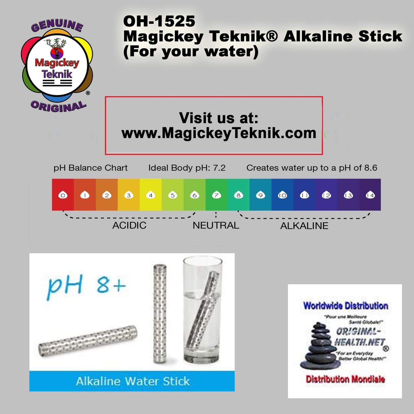 OH-1525 MAGICKEY TEKNIK® ALKALINE / HYDROGEN & IONIZED WATER STICK
