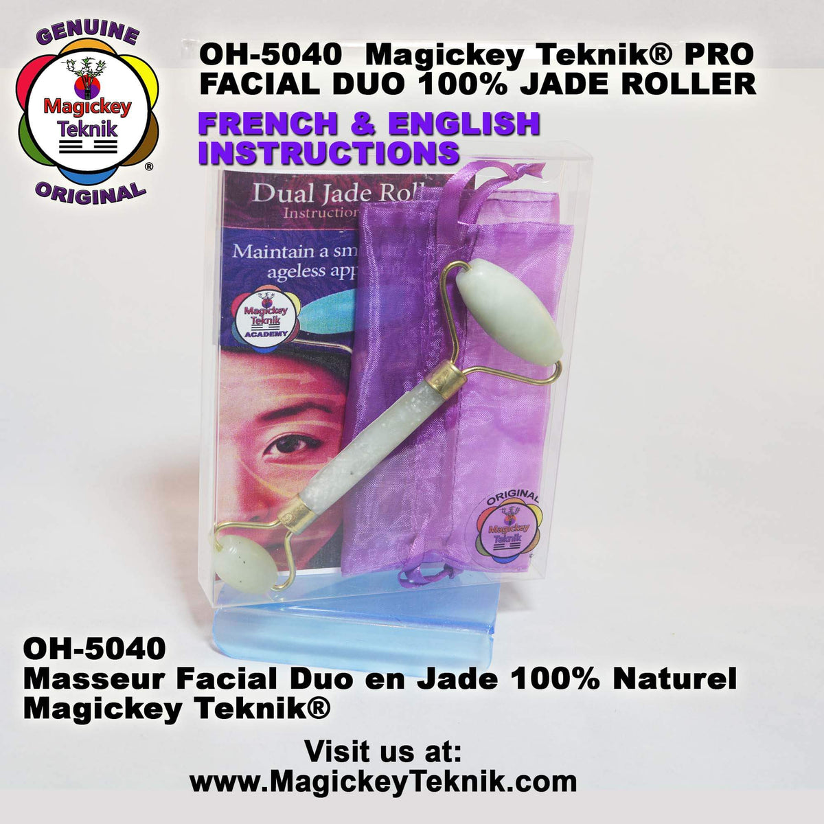 OH-5040  Rouleau en jade pour le visage et le corps