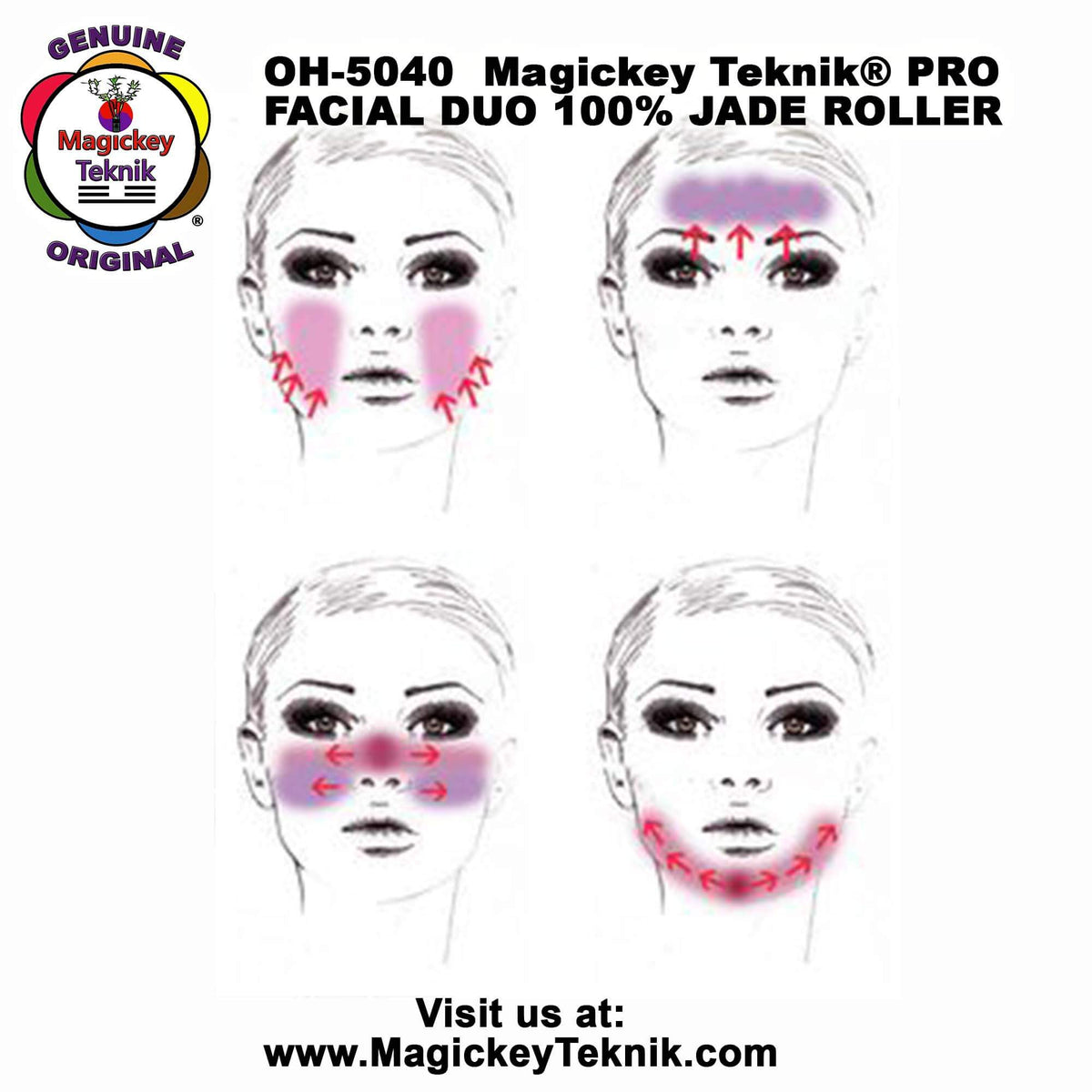 OH-5040  Rouleau en jade pour le visage et le corps
