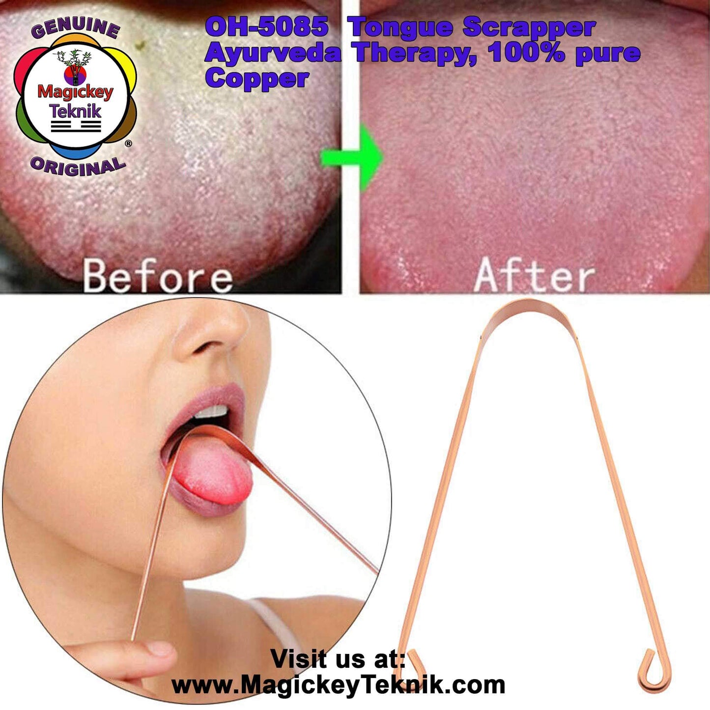 OH-5085 Magickey Teknik® Copper Tongue Scraper