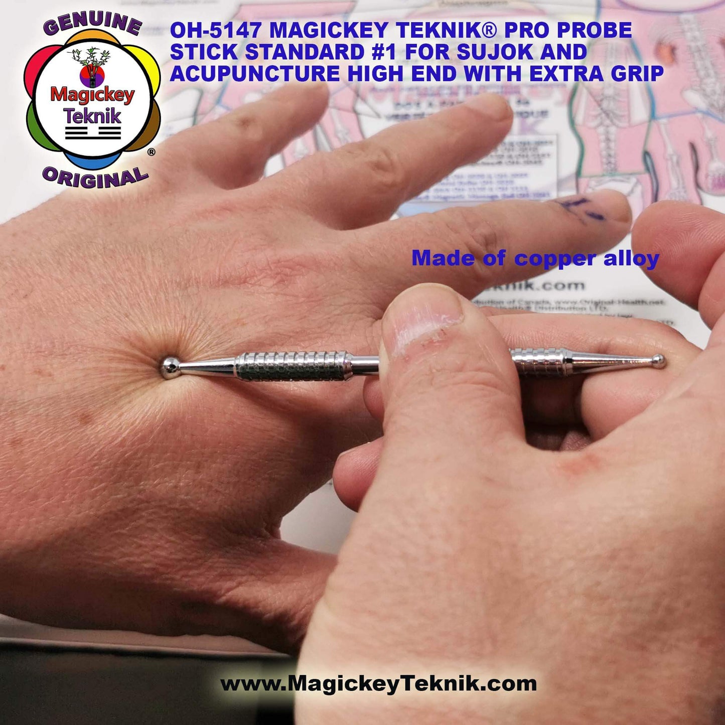 OH-5147 – Magickey Teknik® &amp; Sujok Copper Alloy Therapeutic Probe Stick