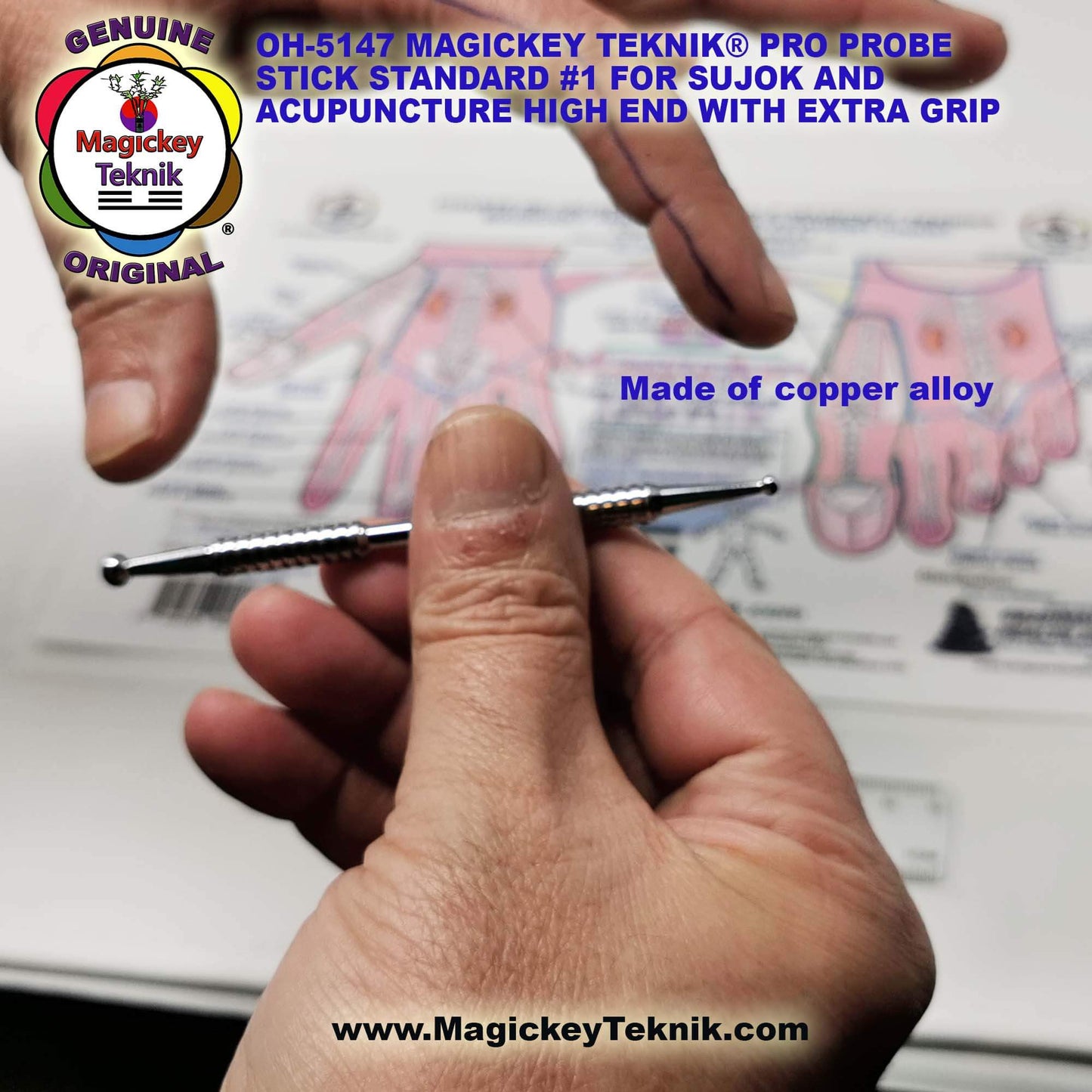 OH-5147 – Magickey Teknik® &amp; Sujok Copper Alloy Therapeutic Probe Stick
