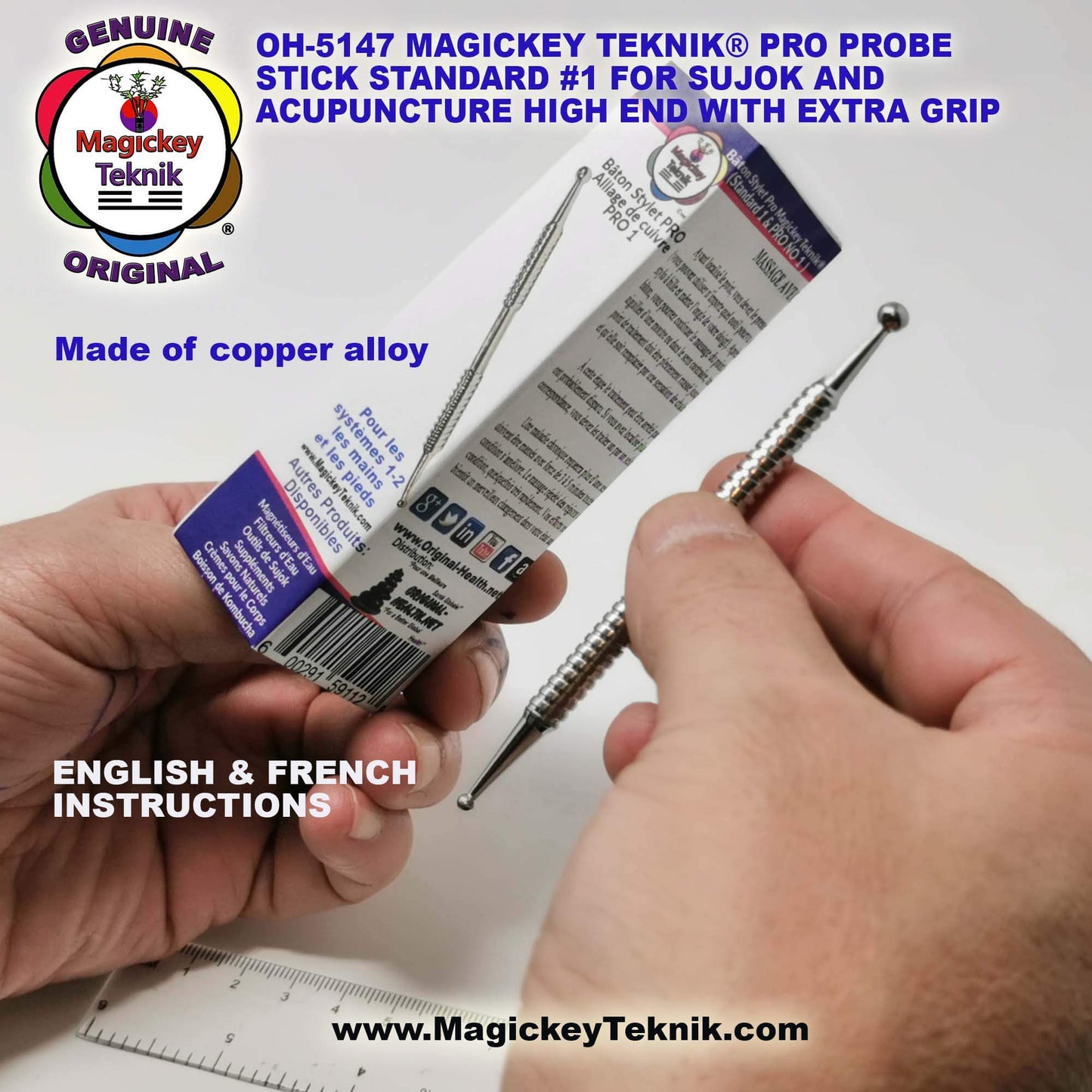 OH-5147 – Magickey Teknik® &amp; Sujok Copper Alloy Therapeutic Probe Stick