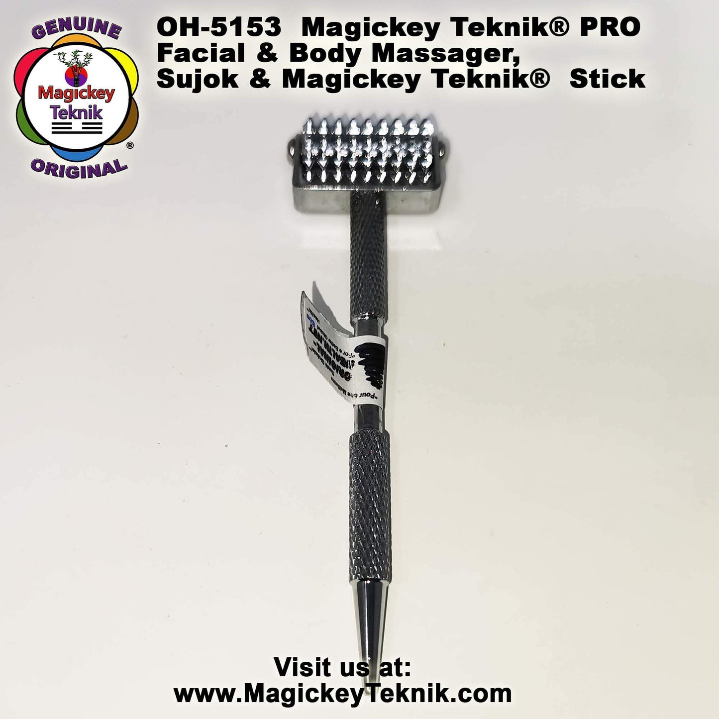 OH-5153 Magickey Teknik® Silver Facial Massage Roller with Therapeutic Probe