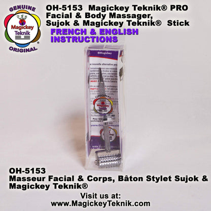 OH-5153 Magickey Teknik® Silver Facial Massage Roller with Therapeutic Probe