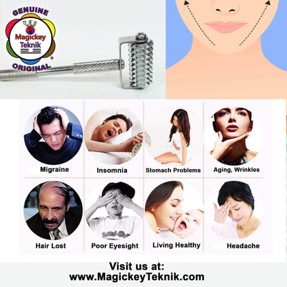 OH-5153 Magickey Teknik® Silver Facial Massage Roller with Therapeutic Probe