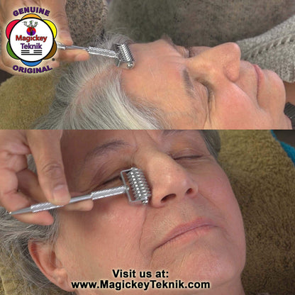 OH-5153 Magickey Teknik® Silver Facial Massage Roller with Therapeutic Probe