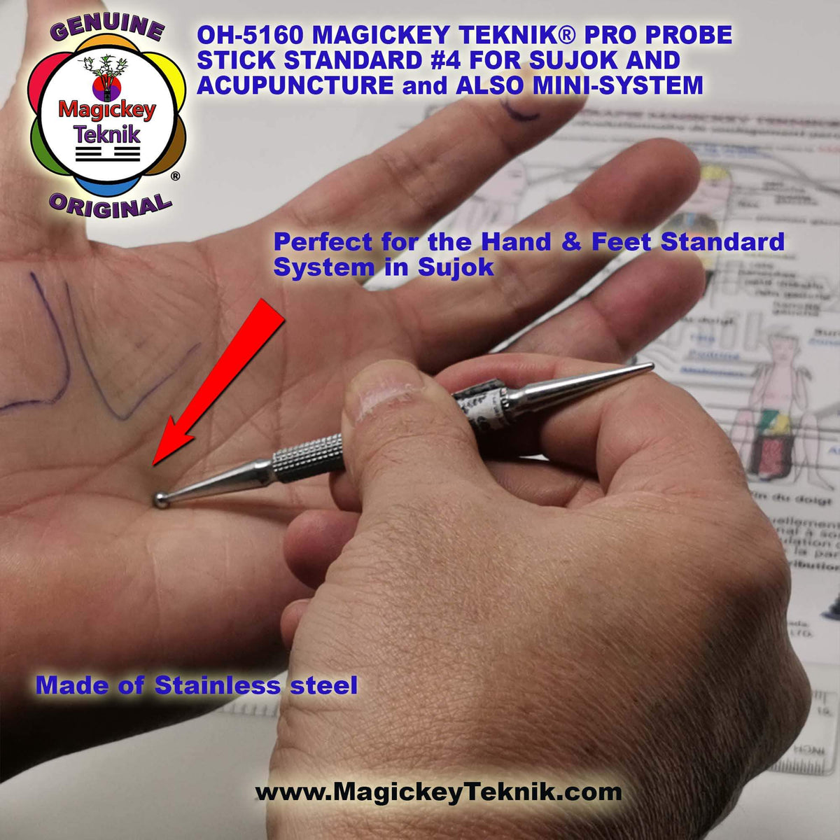 OH-5160 – Sonde Magickey Teknik® & Sujok – Modèle Plus Long et Plus Lourd