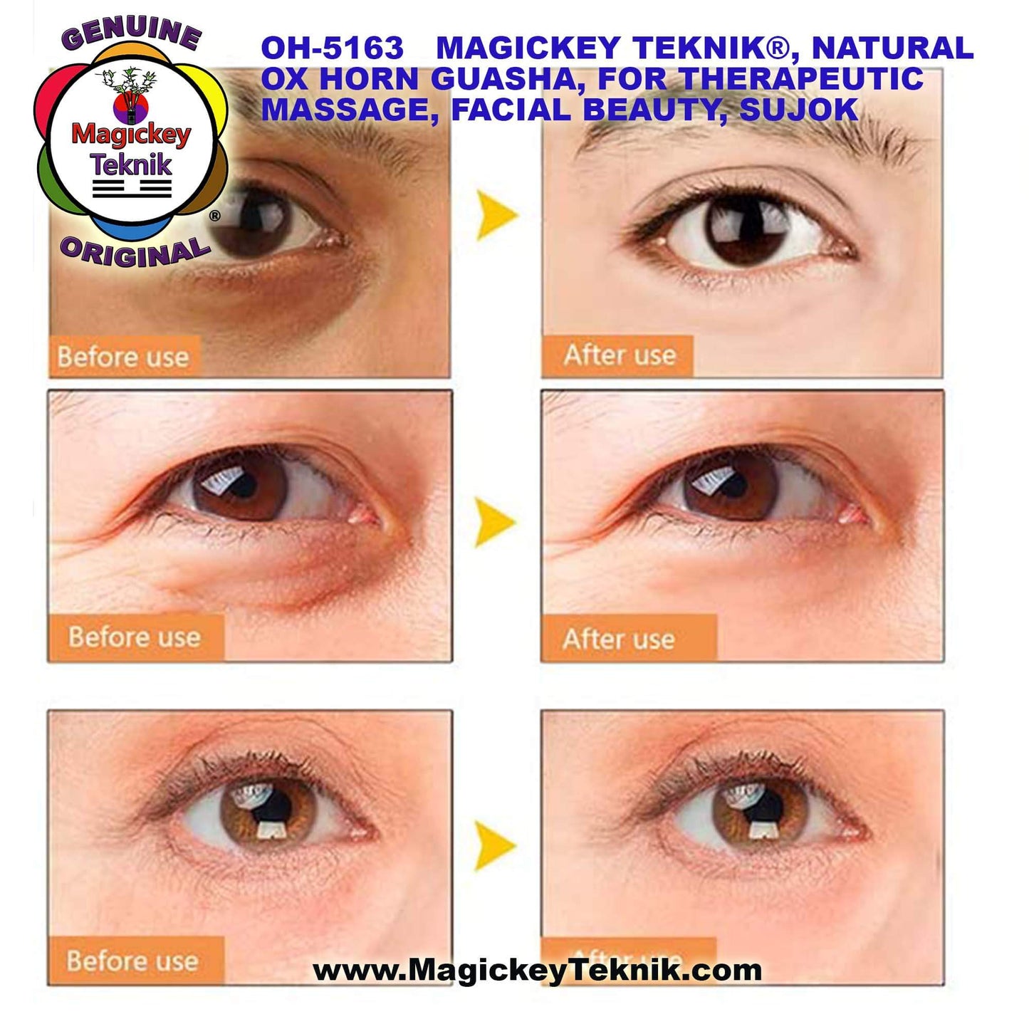 5163  Magickey Yak Horn Facial Guasha / Corne de Yak Guasha Facial Magickey