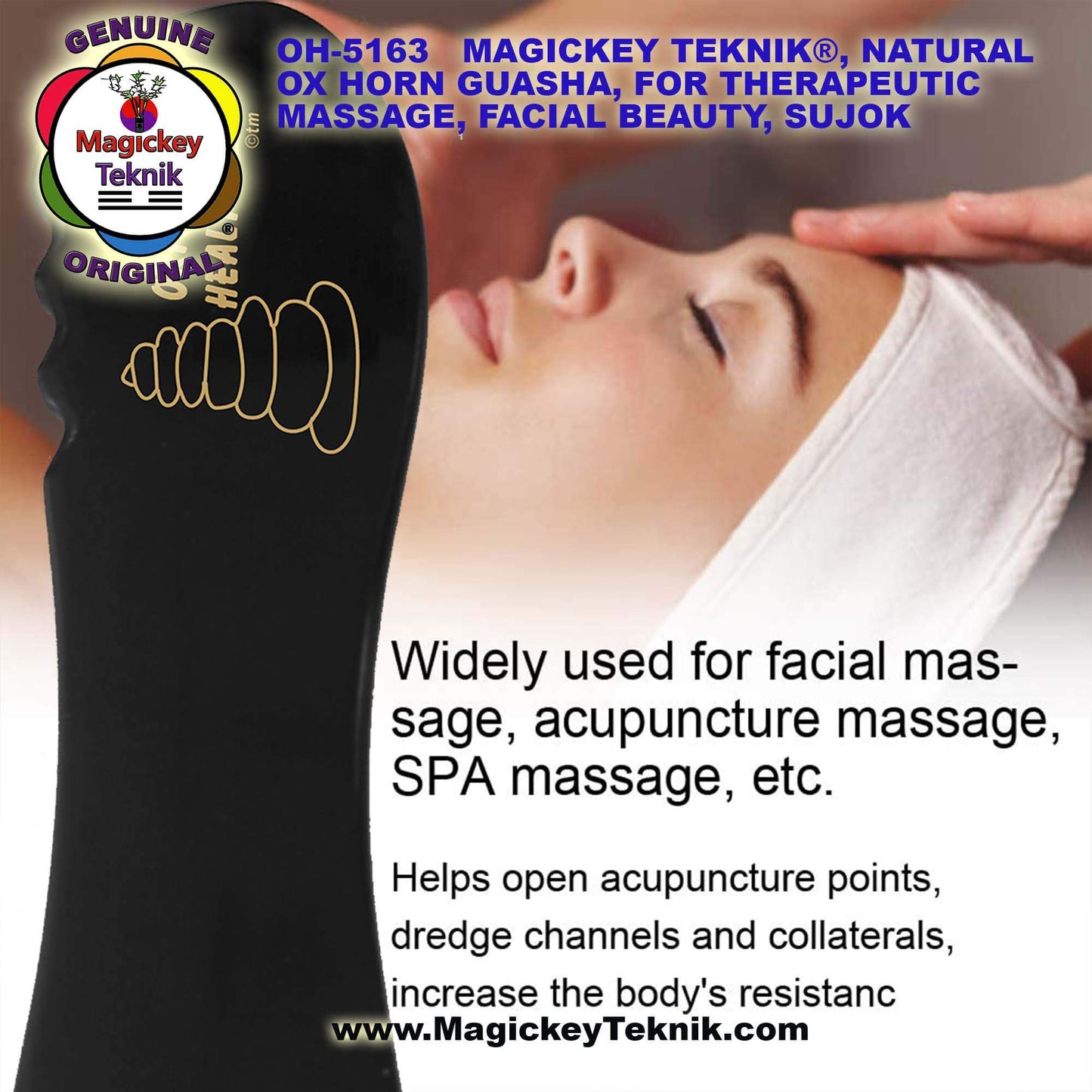 5163  Magickey Yak Horn Facial Guasha / Corne de Yak Guasha Facial Magickey