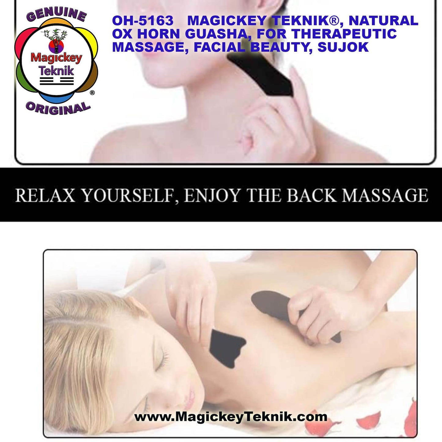 5163  Magickey Yak Horn Facial Guasha / Corne de Yak Guasha Facial Magickey
