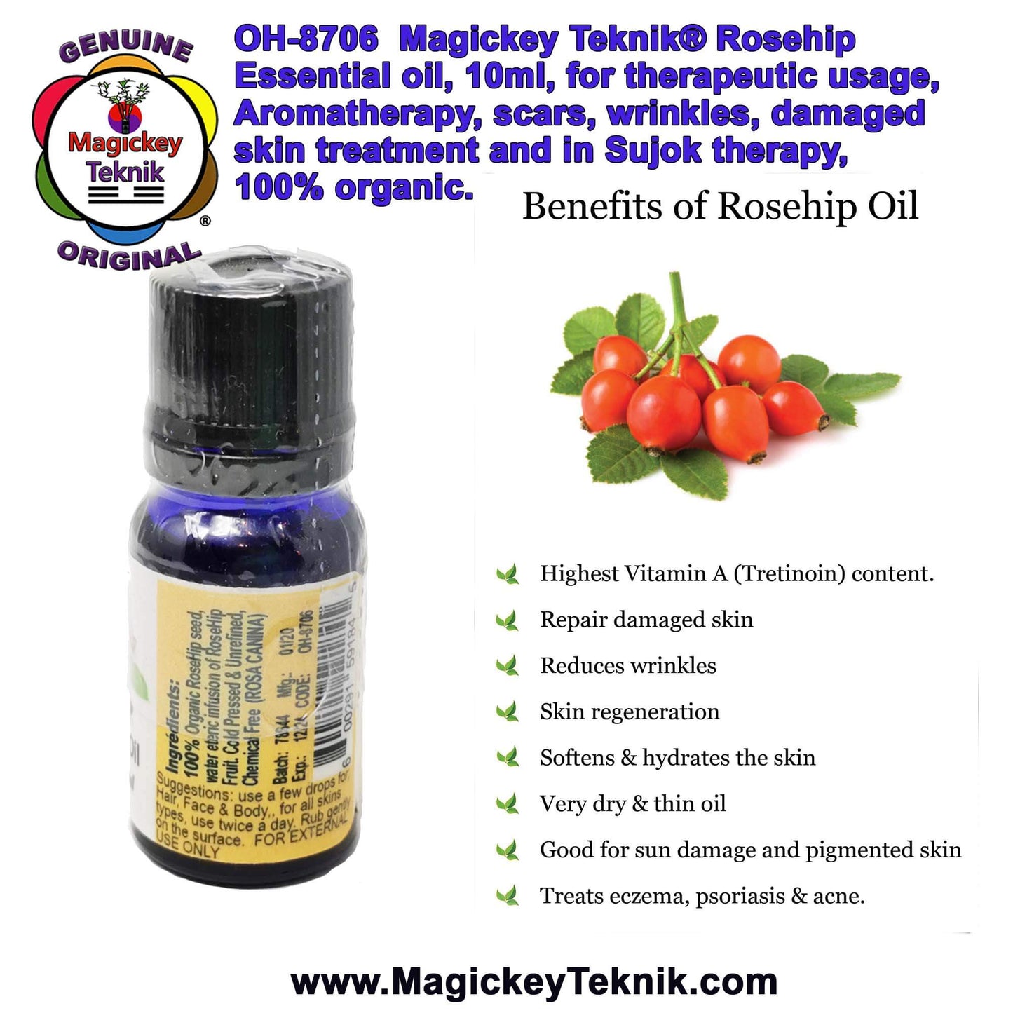 OH-8706 – Magickey Teknik® Rose Hip (Rosa Rugosa) Essential Oil