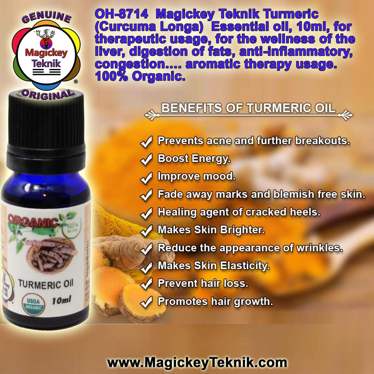 OH-8714 – Turmeric Essential Oil (Curcuma longa) Magickey Teknik®