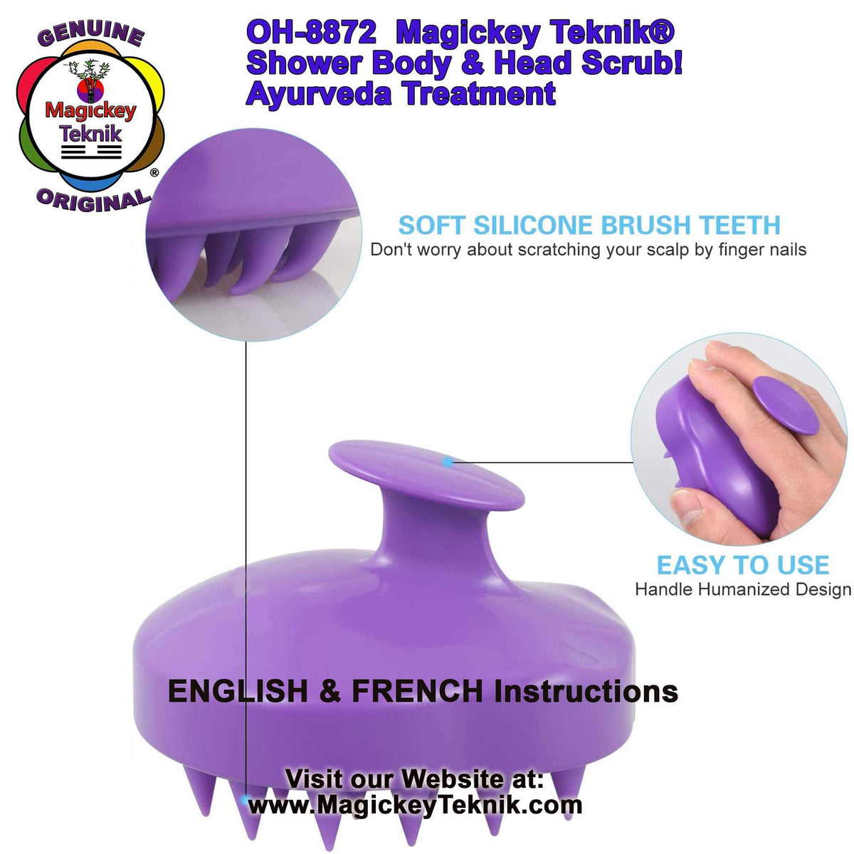 OH-8872 – Brosse de massage cuir chevelu &amp; douche