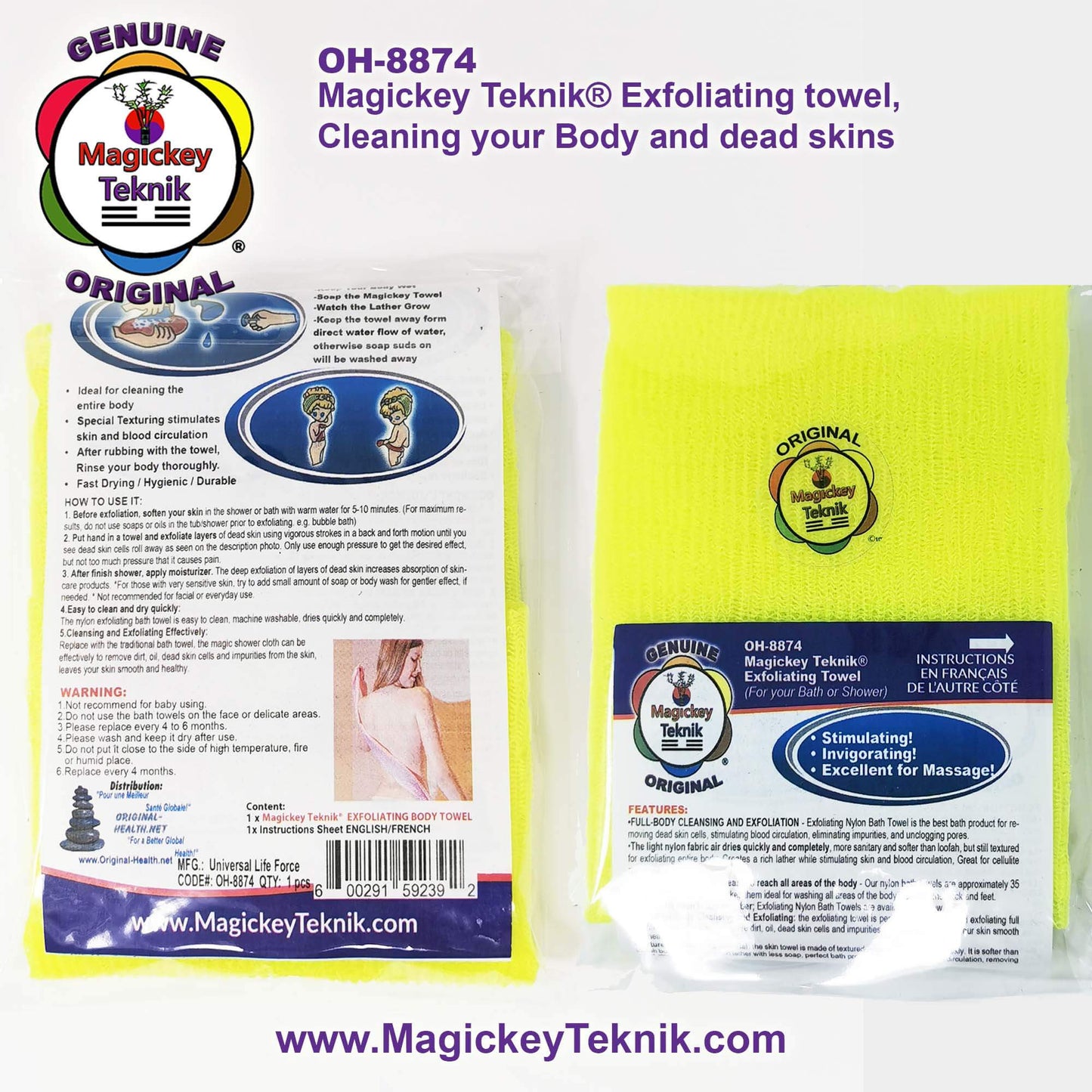 OH-8874 – Serviette exfoliante pour le corps Magickey Teknik®
