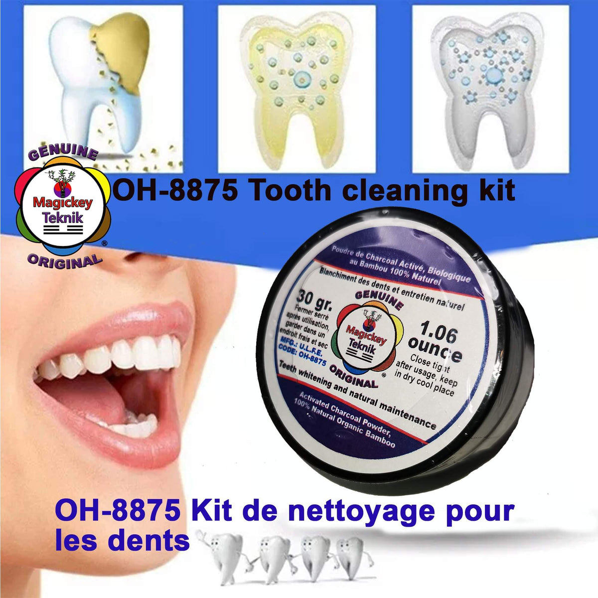 OH-8875 – Poudre dentaire au charbon activé Magickey Teknik®