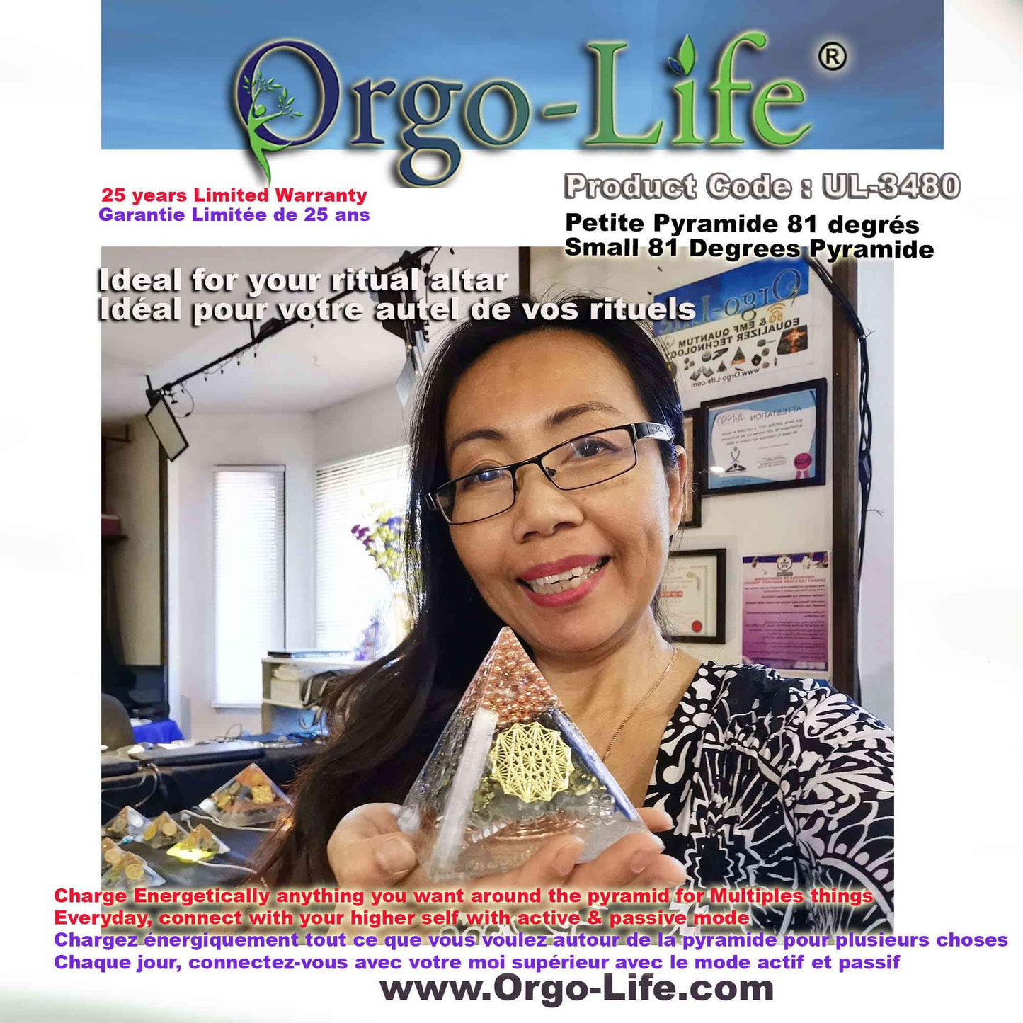 UL-3480 Orgo-Life® Pyramid Himalayan Crystals – Active & Passive Technology
