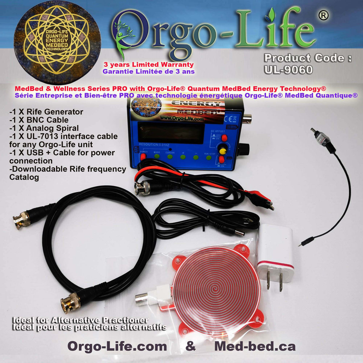 UL-9060 Orgo-Life® Générateur de fréquences RIFE + Télécommande Quantique Scalaire – Série Bien-être