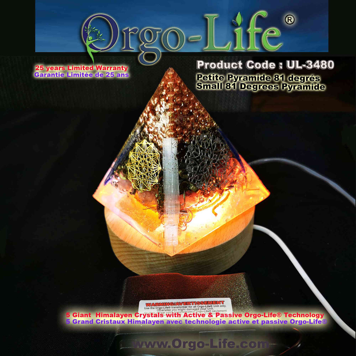 UL-3480 Orgo-Life® Pyramid Himalayan Crystals – Active & Passive Technology