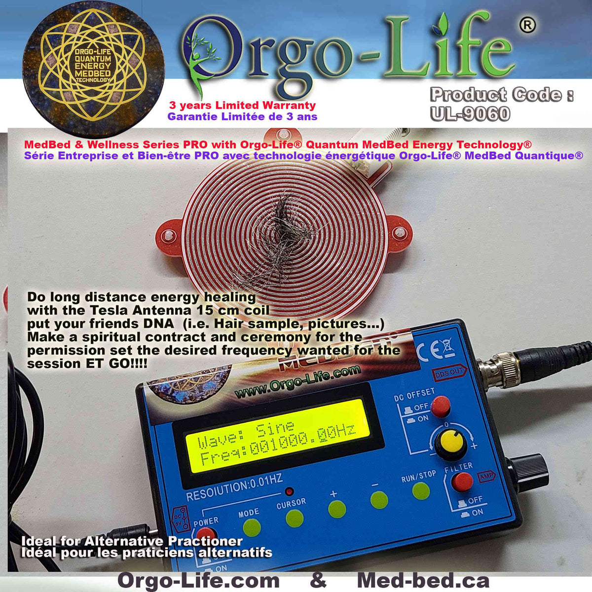 UL-9060 Orgo-Life® Générateur de fréquences RIFE + Télécommande Quantique Scalaire – Série Bien-être