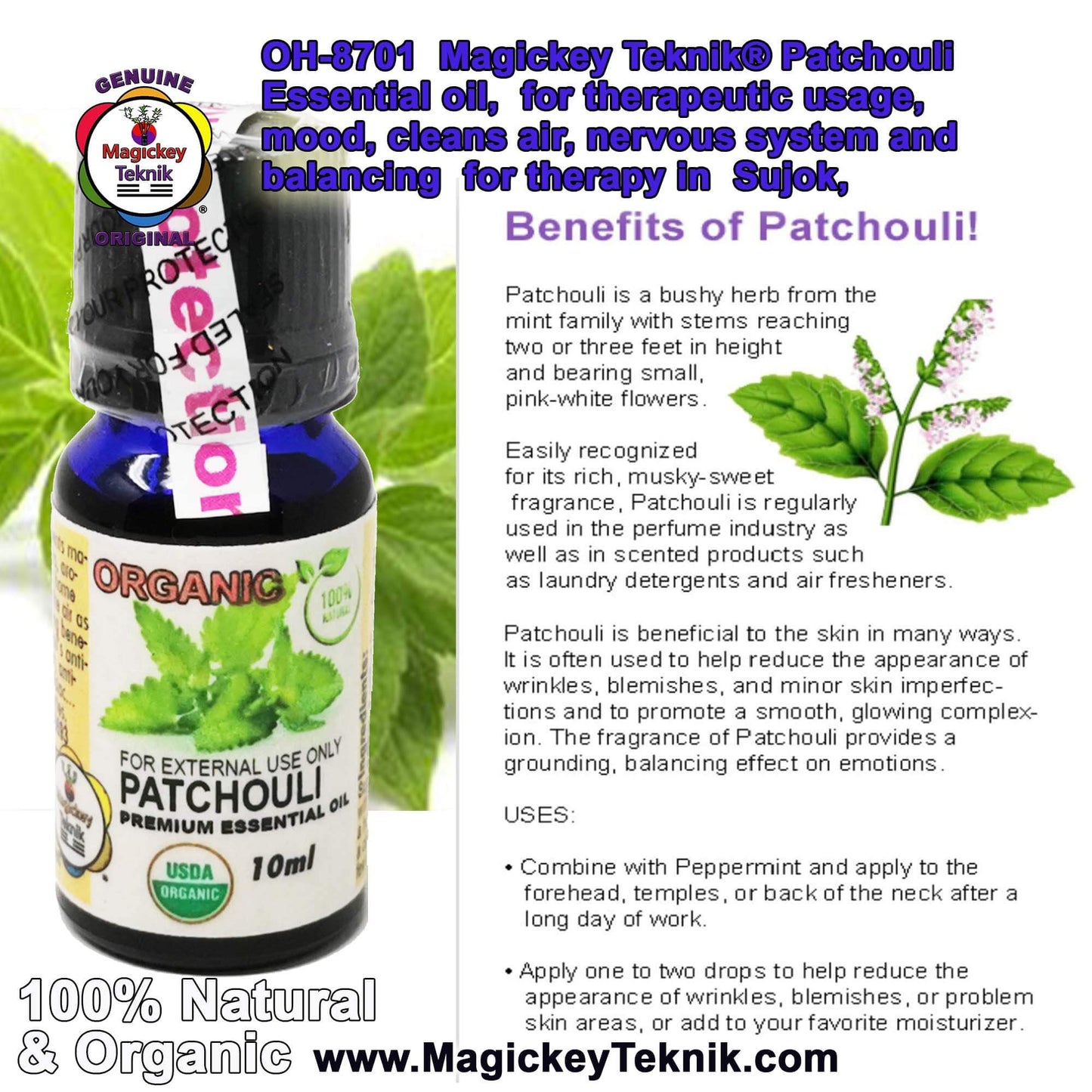 OH-8701 – Patchouli Essential Oil Magickey Teknik®