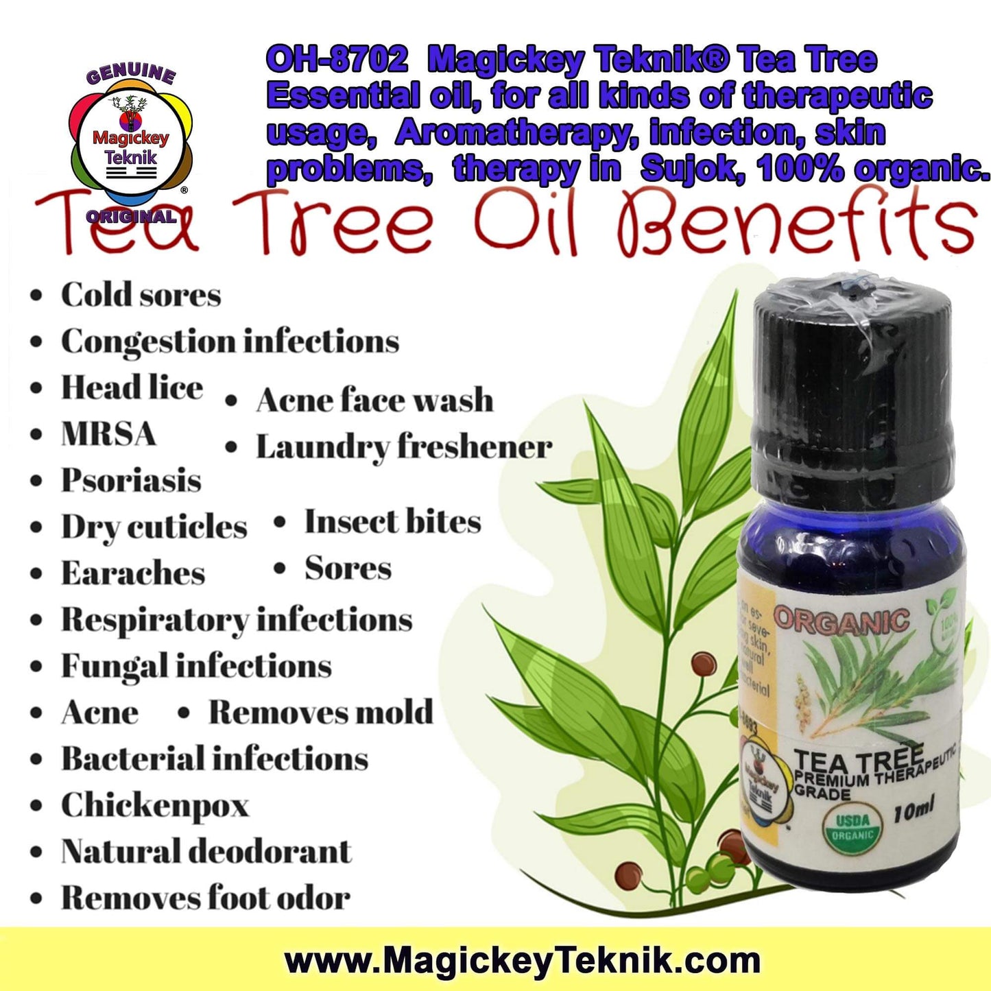 OH-8702 — Tea Tree Essential Oil MAGICKEY TEKNIK® 10 ml