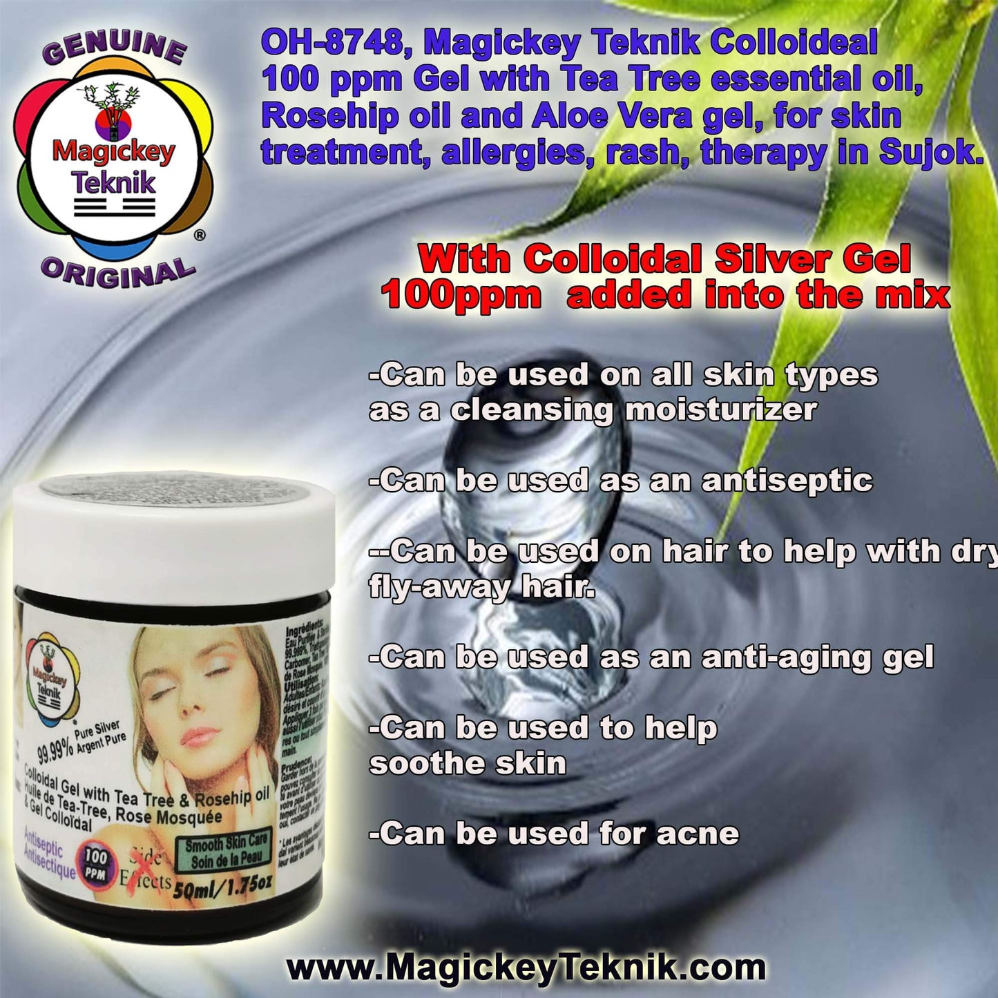OH-8748 – Magickey Teknik® Colloidal Silver Gel 100 ppm